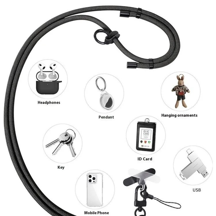 Bulk Purchasing EZ-E0088 Adjustable Phone Strap Anti-Loss Phone Cases Lanyard with Tether Tab - Black