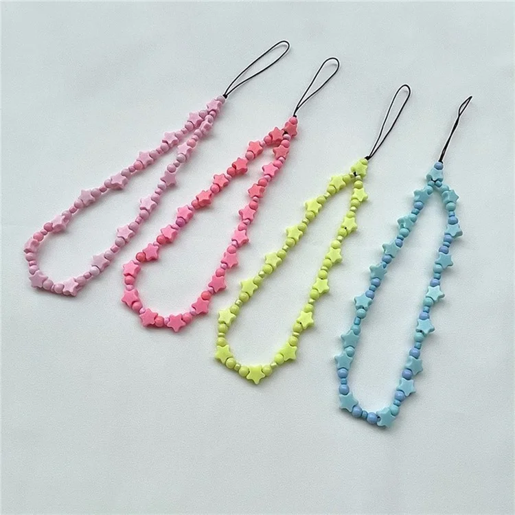Bulk Purchasing Stylish Star Beaded Phone Case Strap Resin Short Wrist Strap - Blue