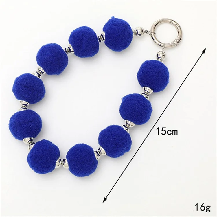 10 Fur Ball Phone Case Lanyard Detachable Cell Phone Charm Strap - Dark Brown