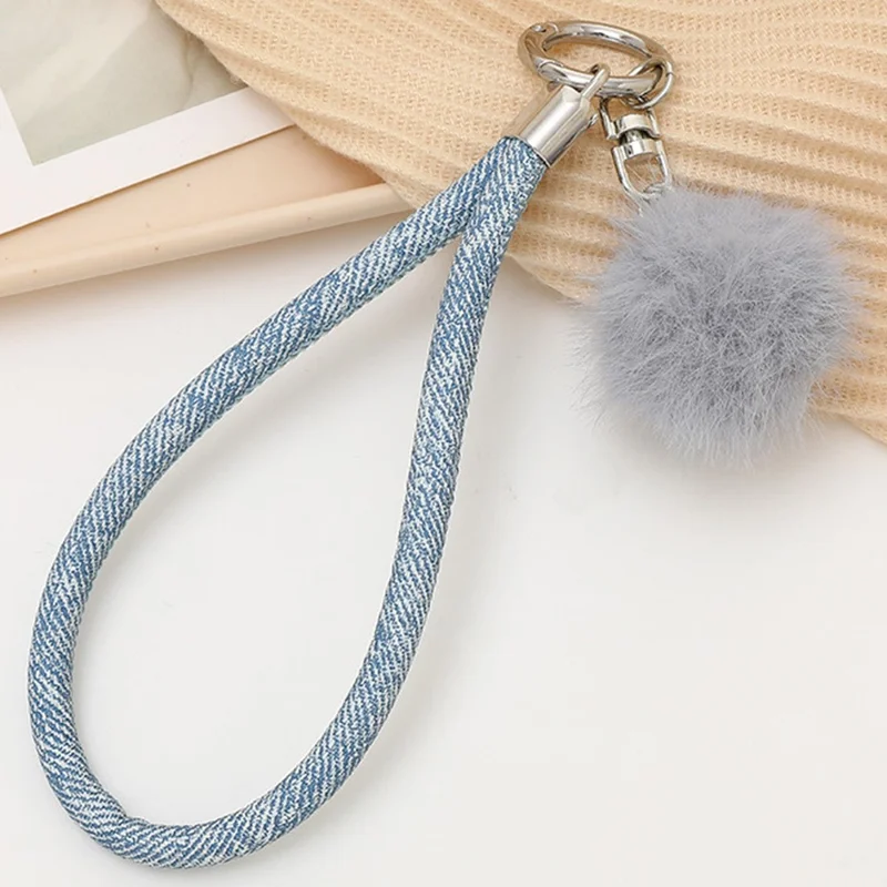 Pyntet telefoncharm nøglering hængelås til mobiltelefon snor - mørkeblå