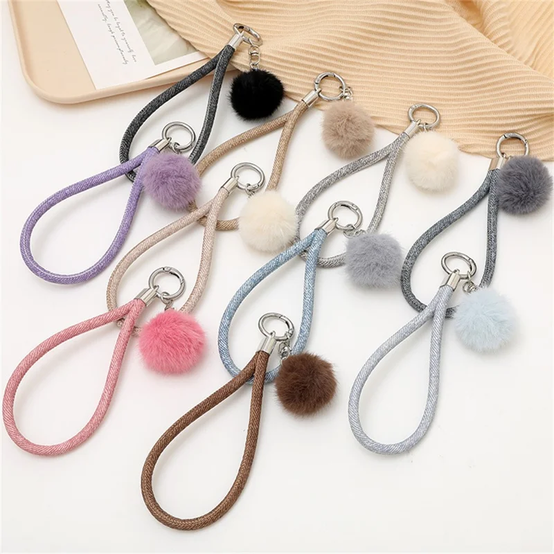 Pyntet telefoncharm nøglering hængelås til mobiltelefon snor - mørkeblå