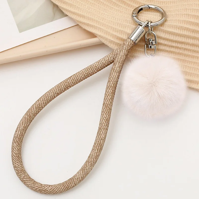 Plush Phone Charm Keychain Pendant Cell Phone Case Strap - Brown