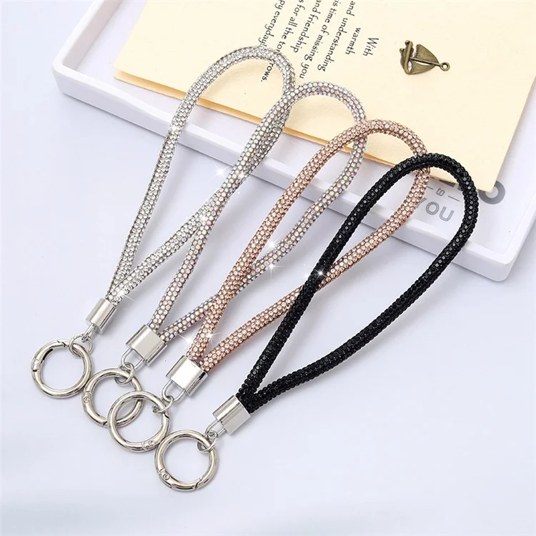 Rhinestones Cell Phone Charms Lanyard Wrist Strap Keychain Pendant Phone Ring Strap - Multi-color