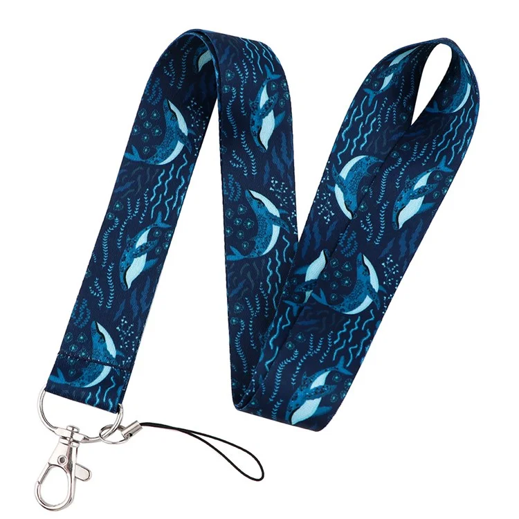 Universal Phone Lanyard Shark Whale Pattern Rope Keychain ID Badge Card Holder Nylon Neck Strap - AL438-4
