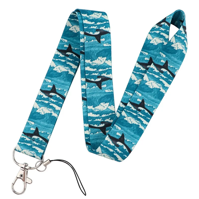 Universal Telefon-Lanyard Hai-Wal-Muster Seil Schlüsselanhänger ID-Abzeichen Kartenhalter Nylon-Halskette - AL438-1 