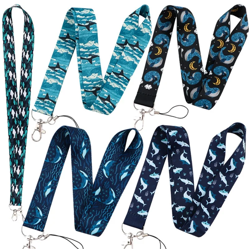 Universal Phone Lanyard Shark Whale Pattern Rope Keychain ID Badge Card Holder Nylon Neck Strap - AL438-5