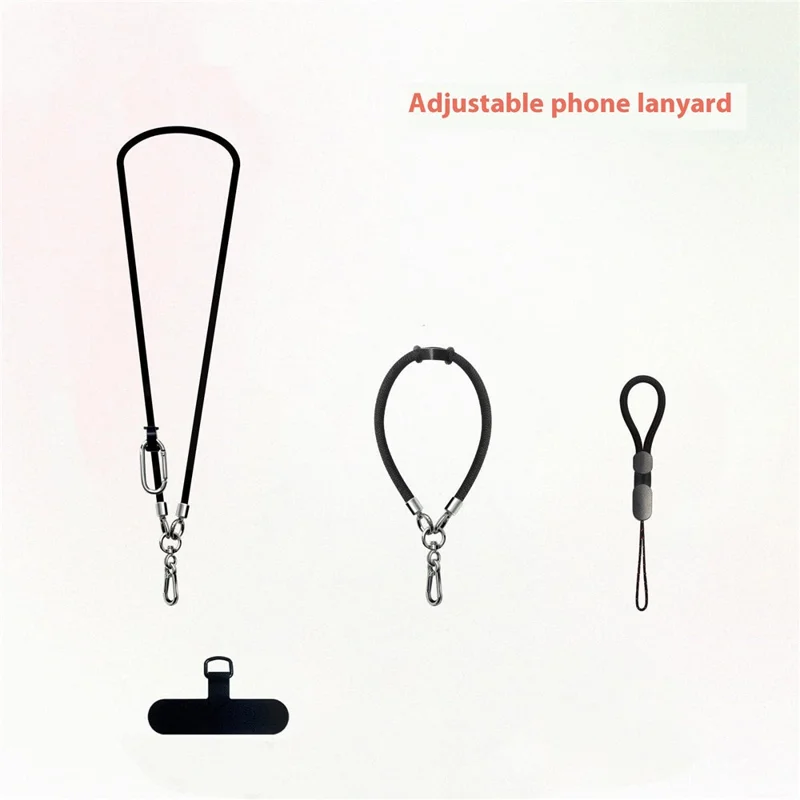 Bulk Purchasing HY-10088 Crossbody Phone Lanyard Polyester Wrist Strap Set with Tether Tab - Black / White