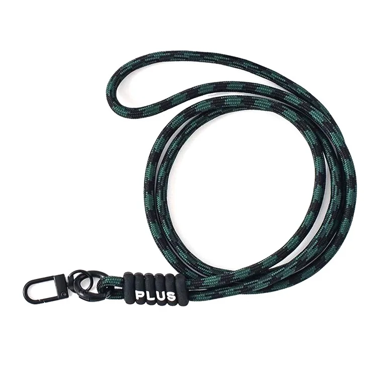 Bulk Purchasing GJ-0296# Anti-Loss Colorful Nylon Braid Lanyard Phone Neck Strap - Black  /  Green