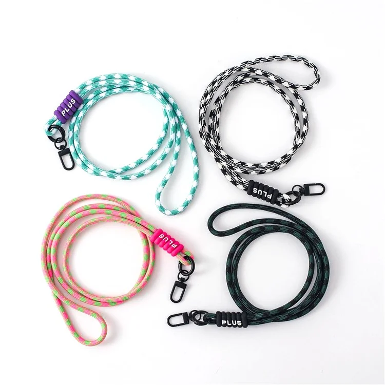 Bulk Purchasing GJ-0296# Anti-Loss Colorful Nylon Braid Lanyard Phone Neck Strap - Black  /  Green