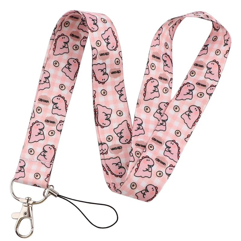 Cute Dinosaur Pattern Phone Lanyard Universal Nylon Neck Strap Rope for ID Badge Keychain Camera - AL657-1