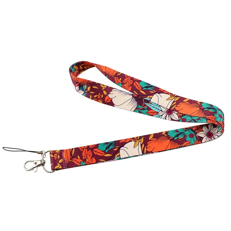 Chinese Rose Pattern Phone Lanyard Neck Strap for ID Card Holder Phone Keys Badge Holder - AL661-2