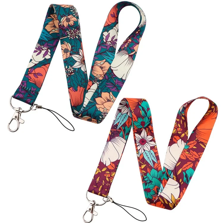 Chinese Rose Pattern Phone Lanyard Neck Strap for ID Card Holder Phone Keys Badge Holder - AL661-2