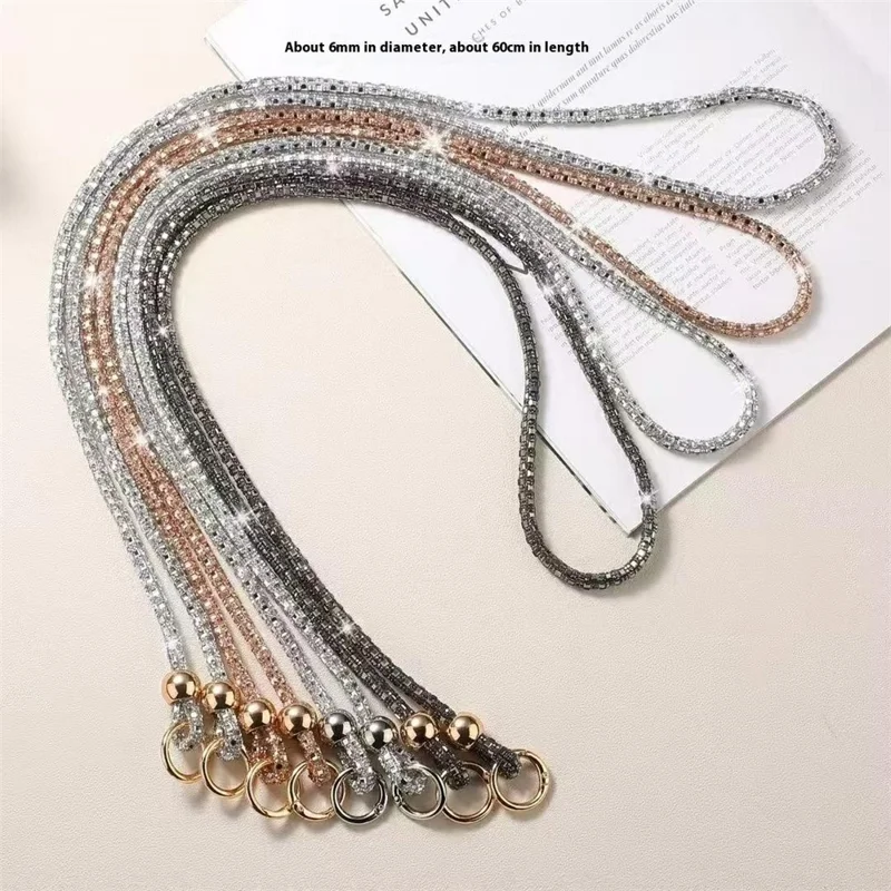 Crystal Beaded Phone Lanyard Crossbody Strap with Tether Tab for Mobile Devices - Crystal Gold