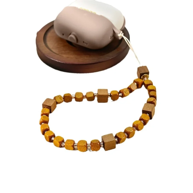 ML466 32cm Wooden Phone Chain Maillard Color Vacation Style Wrist Strap Handcrafted Short Lanyard - Style A