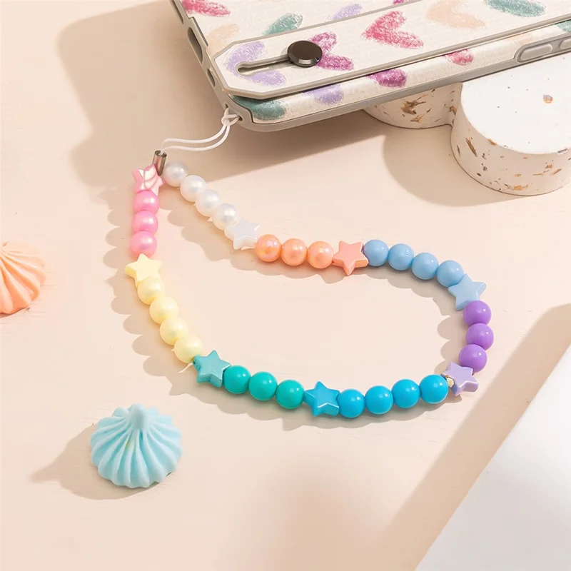 ML035 Colorful Acrylic Short Phone Strap Chain Fashion Anti-Lost Lanyard for Mobile Phones - Multi Color