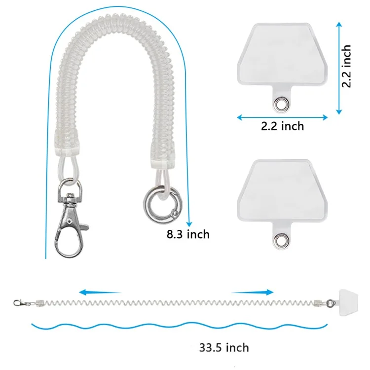 Versenkbares Telefon Lanyard Universal Stretch Handgelenksgurt Mit 2 Transparentem Tether -patch - Transparent Mit 2 Transparenten Tether -patch