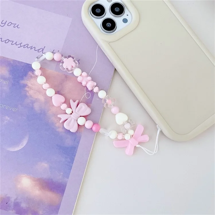 Handmade Beaded Phone Strap Sweet Fresh Style Acrylic 25cm Phone Case Lanyard for Girls - Bear
