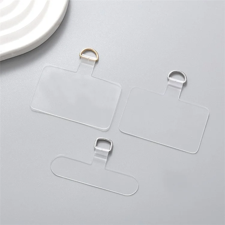 Clear Ultra Thin Phone Tether Tabs Anti-Lost Universal Phone Lanyard Patch for Mobile Devices - Square / Gold