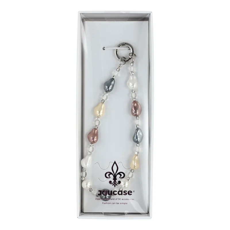 JAUCASE XA018 Baroque Pearl Phone Chain with Tether Tabs Stylish Portable Lanyard 30cm Length