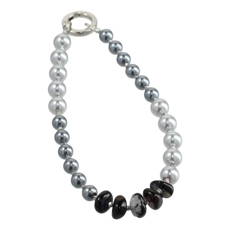JAUCASE XA017 Natural Pearl Phone Chain with Tether Tabs Black Pearl Series Portable Lanyard 30cm Length