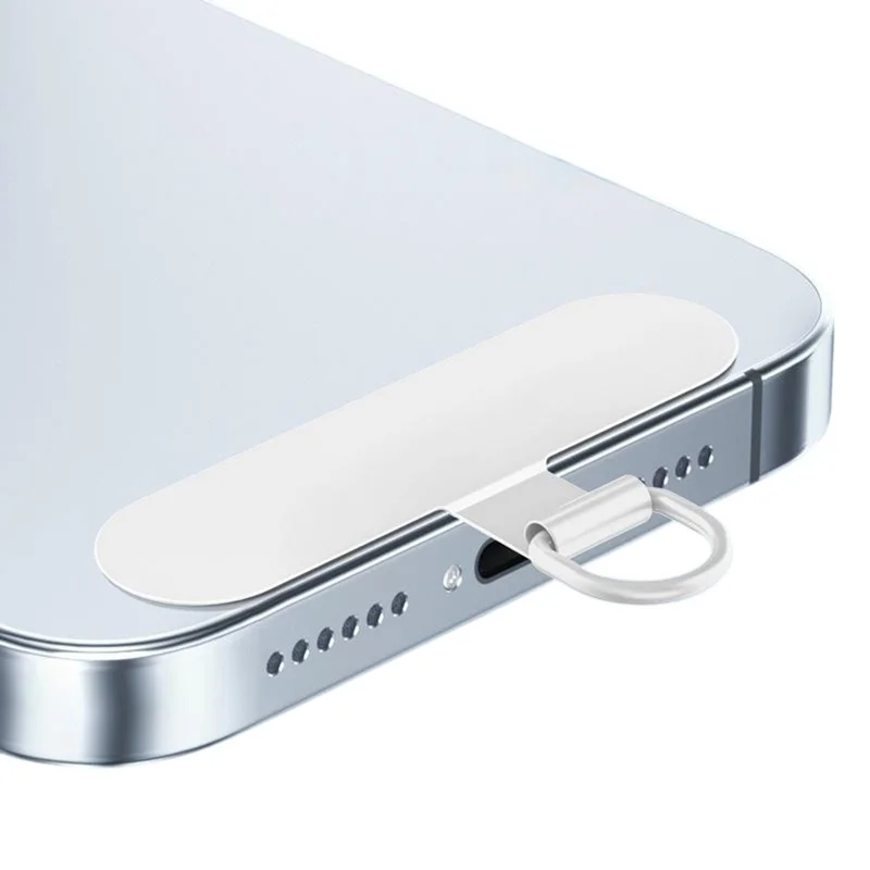 Stainless Steel Metal Phone Tether Tabs for Phone Cases Ultra Thin Universal Cellphone Lanyard Pad - Ivory White