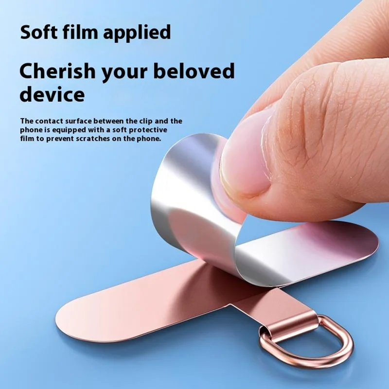 Stainless Steel Metal Phone Tether Tabs for Phone Cases Ultra Thin Universal Cellphone Lanyard Pad - Ivory White