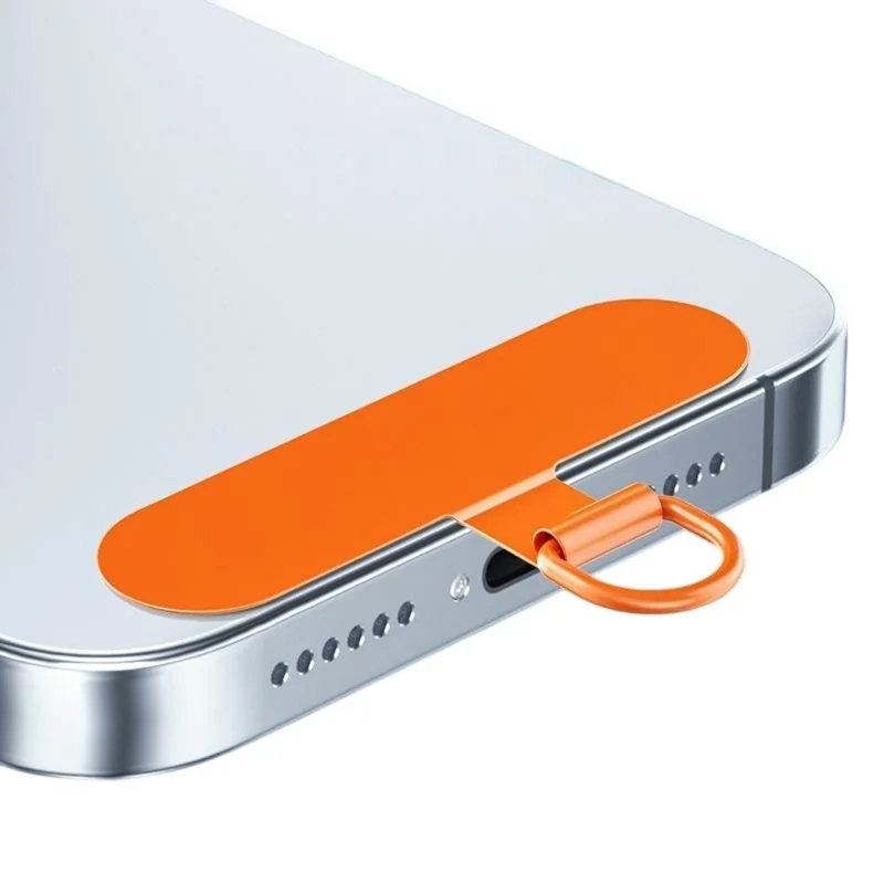 Stainless Steel Metal Phone Tether Tabs for Phone Cases Ultra Thin Universal Cellphone Lanyard Pad - Orange