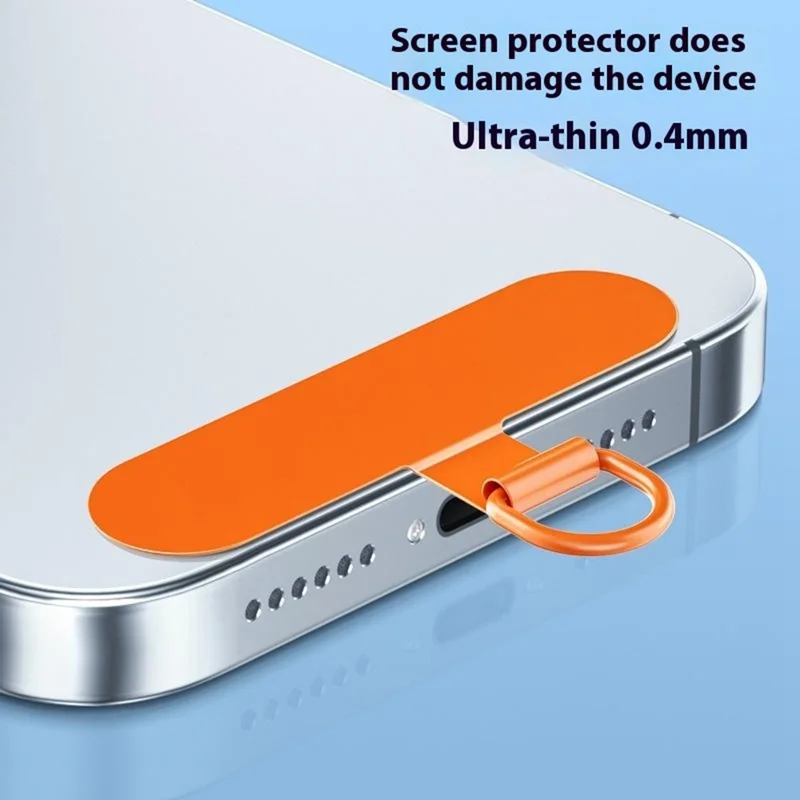 Stainless Steel Metal Phone Tether Tabs for Phone Cases Ultra Thin Universal Cellphone Lanyard Pad - Orange