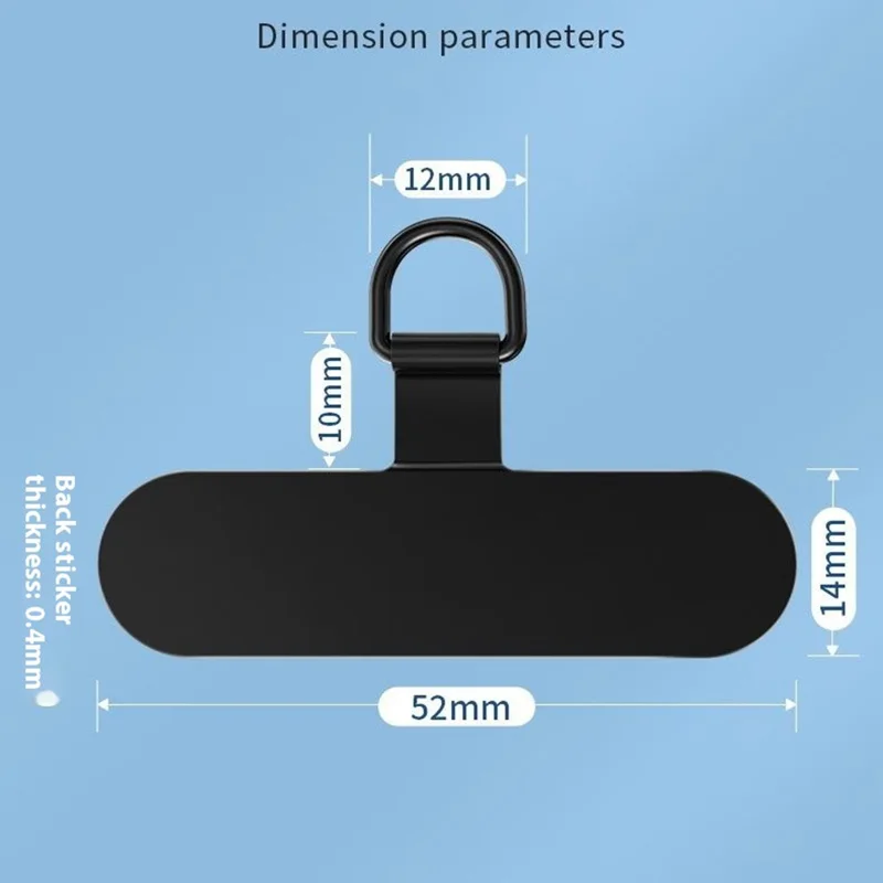 Stainless Steel Metal Phone Tether Tabs for Phone Cases, Lanyard Patch Ultra Thin Design - Black