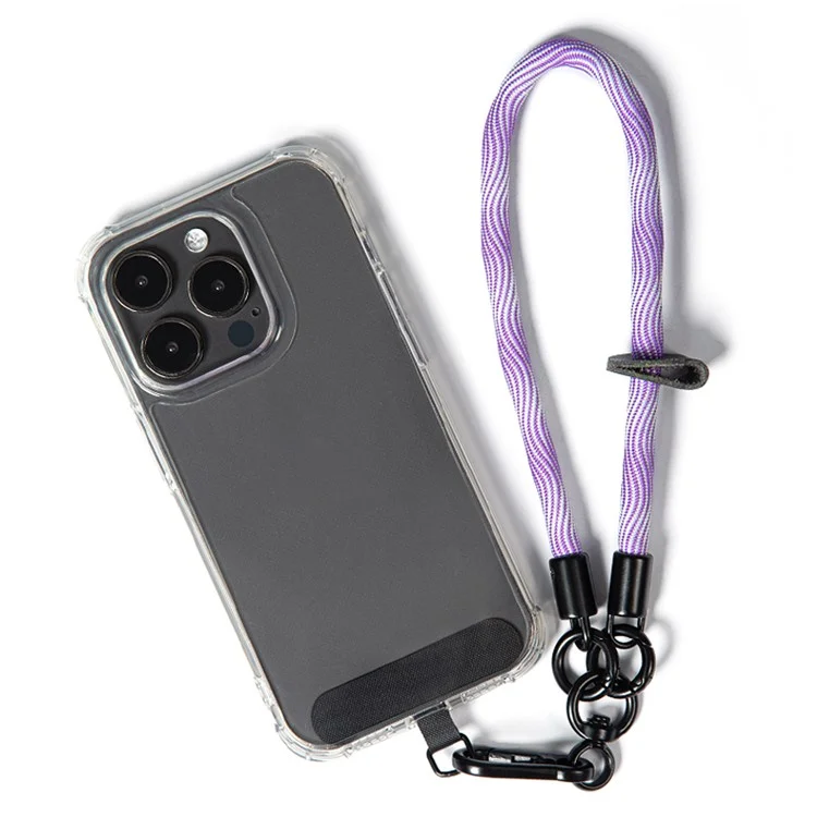 Phone Lanyard Neck  /  Wrist Strap Multifunctional Anti-Drop Cell Phone Rope with Detachable Metal Buckle - White Purple / 30cm