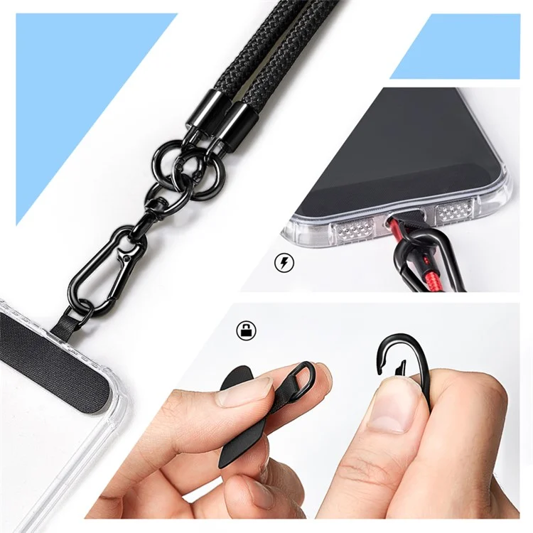 Phone Lanyard Neck  /  Wrist Strap Multifunctional Anti-Drop Cell Phone Rope with Detachable Metal Buckle - White Purple / 30cm