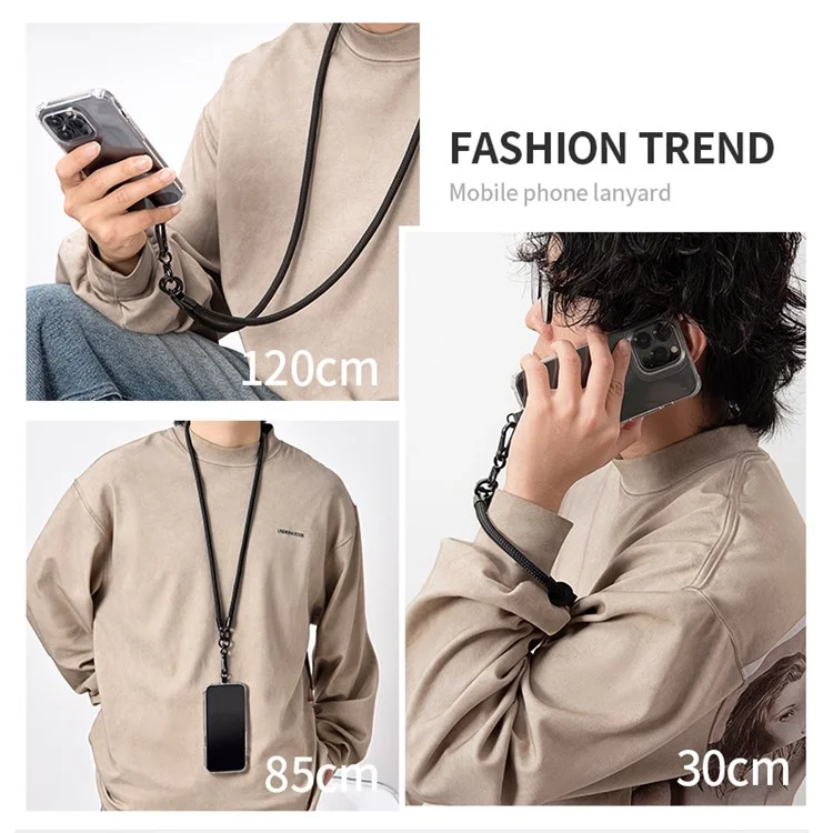 Phone Lanyard Neck  /  Wrist Strap Multifunctional Anti-Drop Cell Phone Rope with Detachable Metal Buckle - White Purple / 30cm