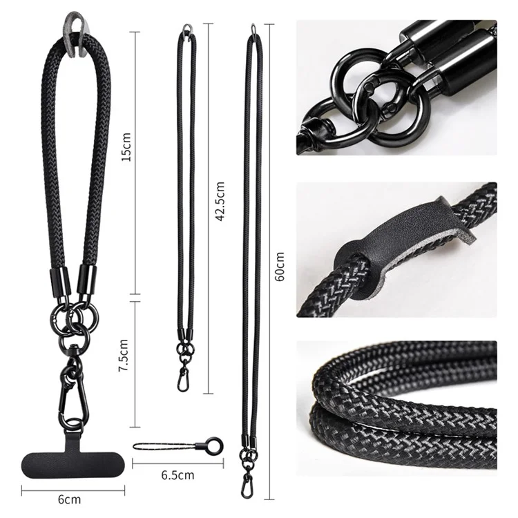 Phone Lanyard Neck  /  Wrist Strap Multifunctional Anti-Drop Cell Phone Rope with Detachable Metal Buckle - White Purple / 30cm
