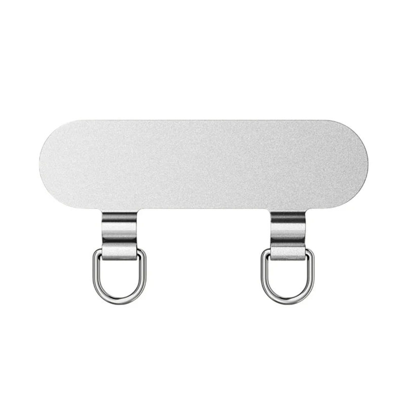 Ultra Thin Metal Phone Tether Tab with Double Clips for Phone Case, Lanyard Patch - Steel Color