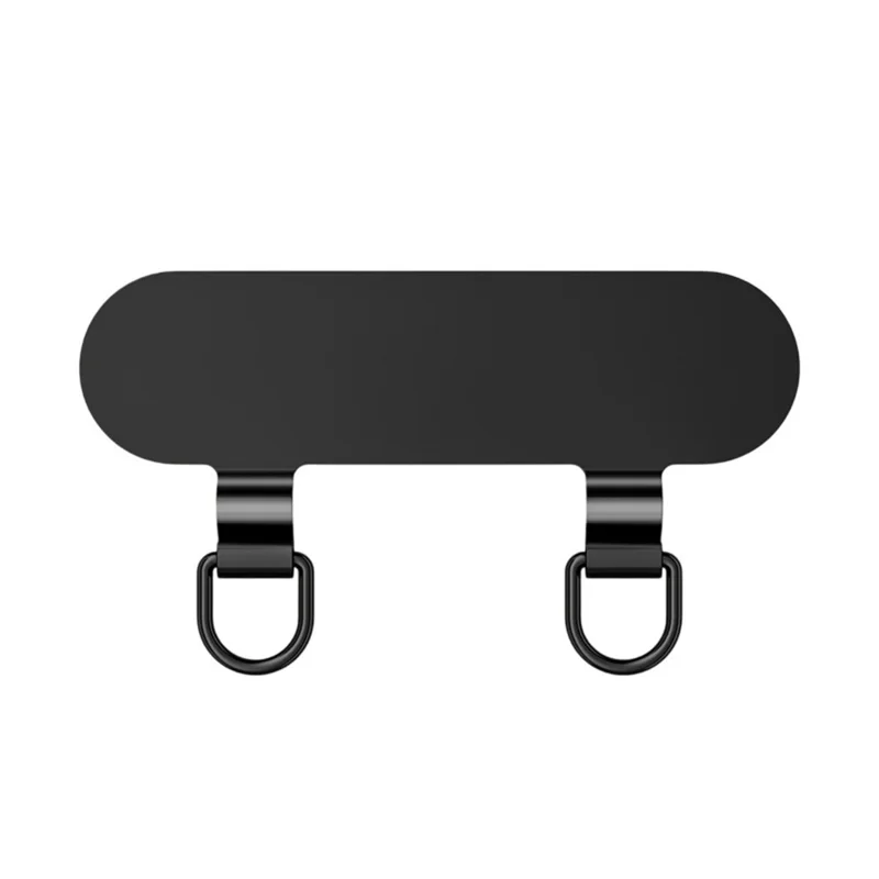 Ultra Thin Metal Phone Tether Tab with Double Clips for Phone Case, Lanyard Patch - Black