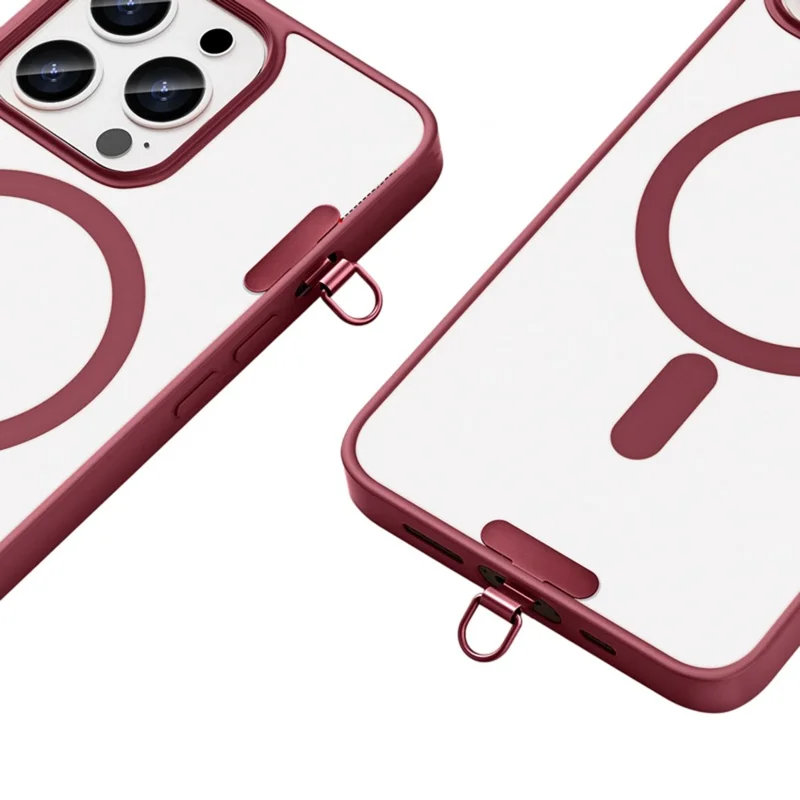 Mini Phone Case Tether Tabs Ultra Thin Metal Phone Lanyard Patch for Silent Hole / Charging Port - Wine Red
