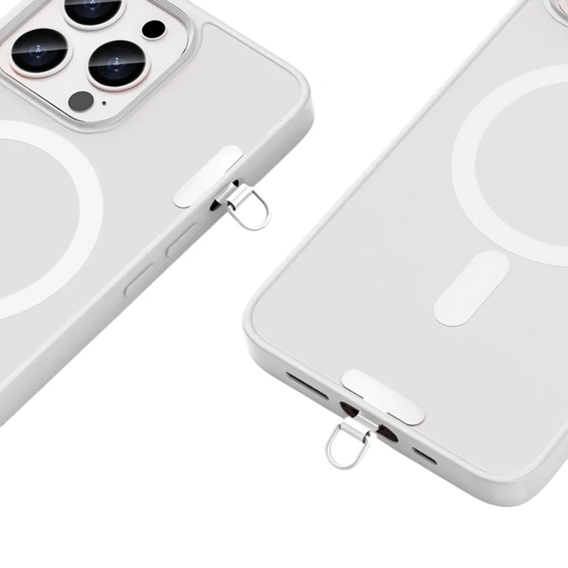 Mini Phone Case Tether Tabs Ultra Thin Metal Phone Lanyard Patch for Silent Hole / Charging Port - Ivory White