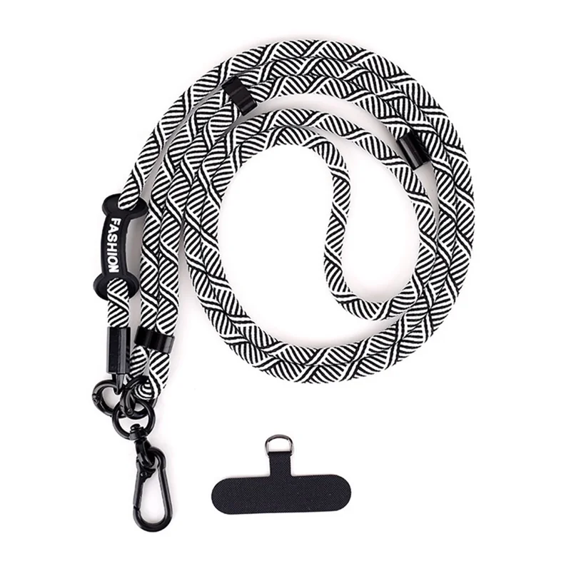 7mm Adjustable Phone Lanyard Neck Strap Anti-Lost Cross Body Phone Strap for Outdoor - Black / White Y Texture