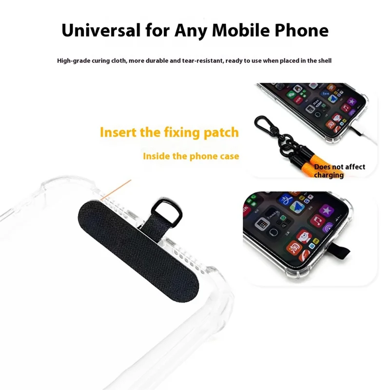 7mm Adjustable Phone Lanyard Neck Strap Anti-Lost Cross Body Phone Strap for Outdoor - Black / White Y Texture