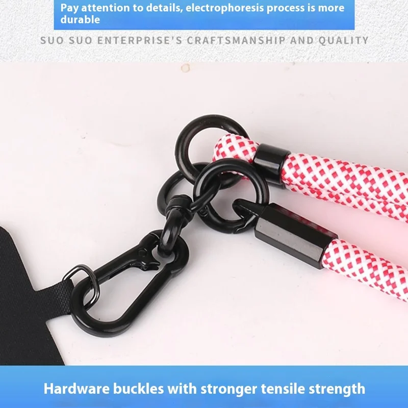 7mm Adjustable Phone Lanyard Neck Strap Anti-Lost Cross Body Phone Strap for Outdoor - Black / White Y Texture