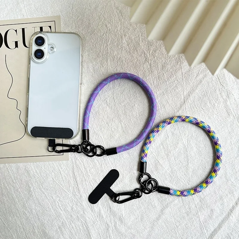 Phone Wrist Strap Short Braided Lanyard Detachable Anti-Lost Hanging Chain for Men / Women - Black