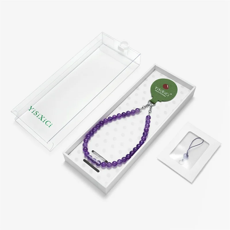 YISIXICI SJL0004 Bracelet Charm en Cristal de Fraise Verte avec Lanière de Poignet pour Téléphone en Perles Rondes de 8 mm