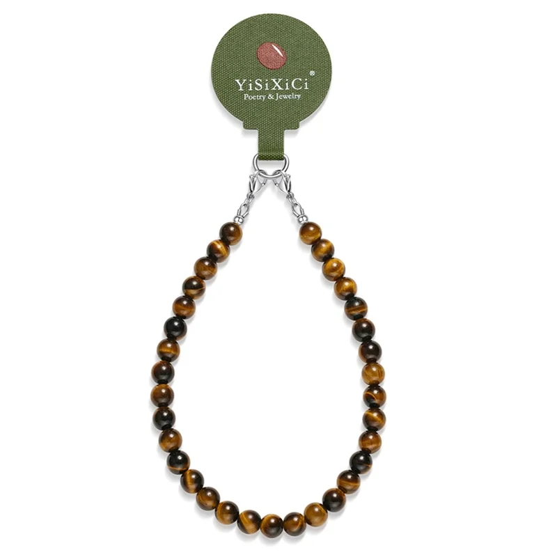Pulseira de Pedra Olho de Tigre YISIXICI SJL0013 com Pingente de Celular de 8mm em Contas Redondas