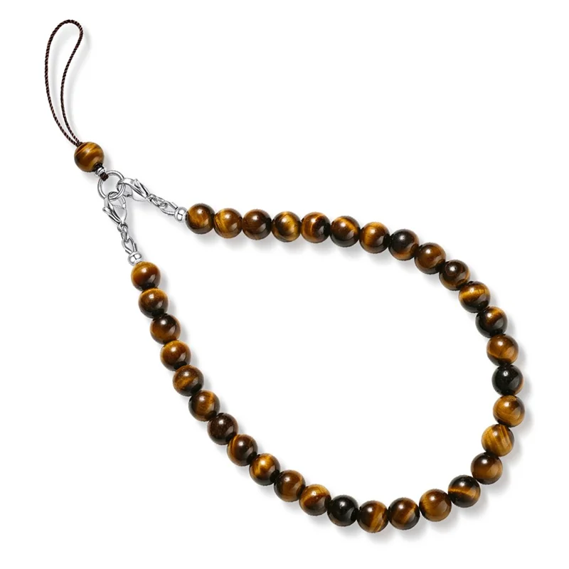 Pulseira de Pedra Olho de Tigre YISIXICI SJL0013 com Pingente de Celular de 8mm em Contas Redondas