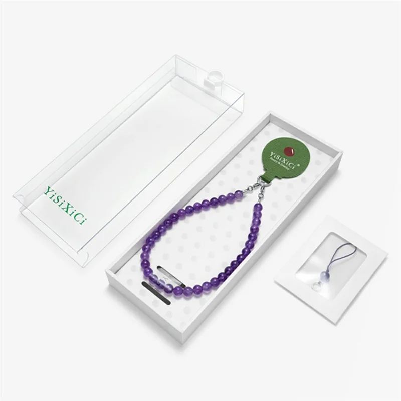 YISIXICI SJL0020 Braccialetto charm a perle profilate da 8 mm Catena per smartphone Cordino da polso