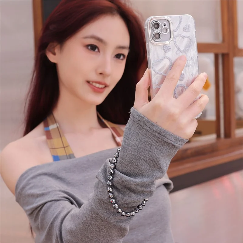 YISIXICI SJL0025 Bracelet de Perles de 8 mm en Pierre de Térahertz avec Dragonne pour Téléphone et Lanière de Poignet