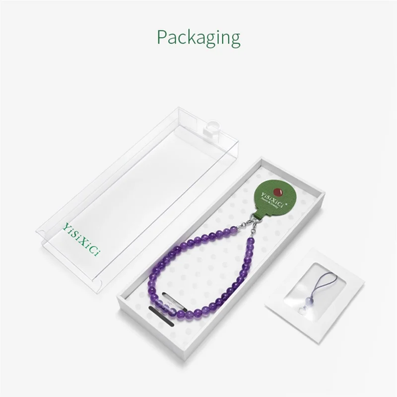 YISIXICI SJL0025 Bracelet de Perles de 8 mm en Pierre de Térahertz avec Dragonne pour Téléphone et Lanière de Poignet