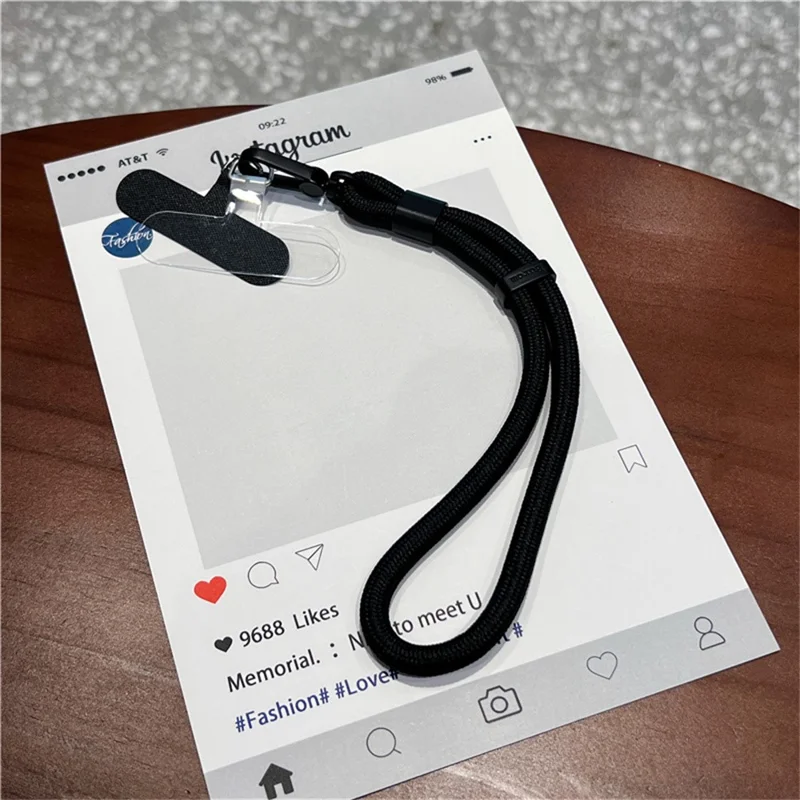 BUROM Telefonowy Pasek Na Nadgarstek Składany 15 cm Regulowany Obracający Się Sznurowadło Z Nylonu Z Końcówkami - Czarny