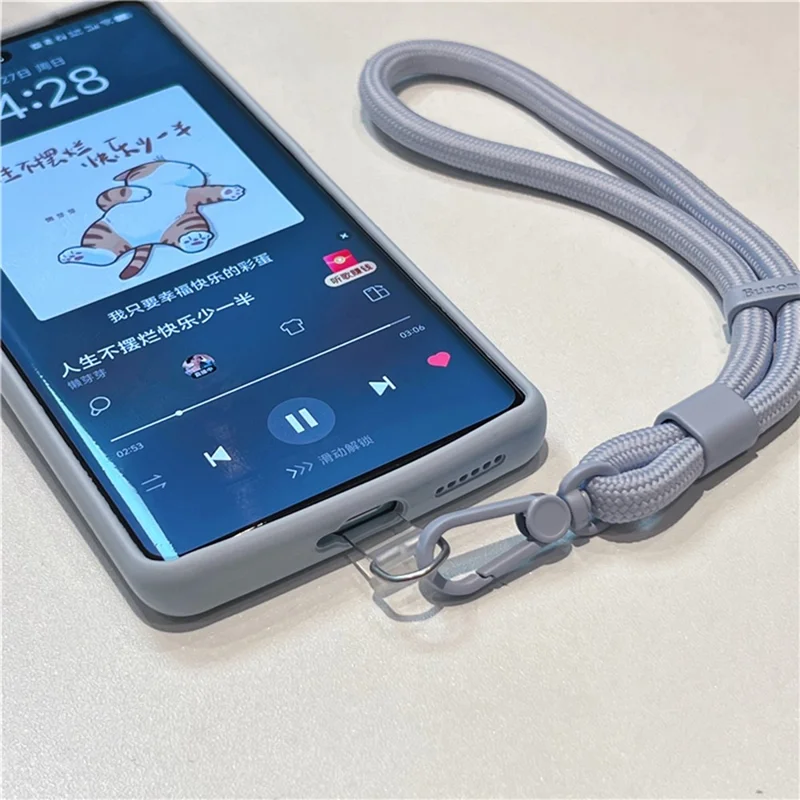 BUROM Telefonowy Pasek Na Nadgarstek Składany 15 cm Regulowany Obracający Się Sznurowadło Z Nylonu Z Końcówkami - Czarny