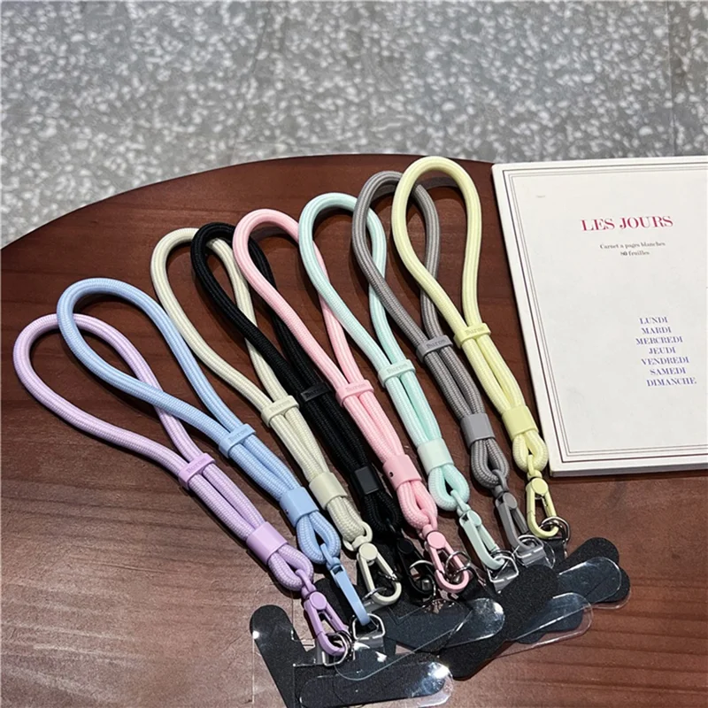 BUROM Telefonowy Pasek Na Nadgarstek Składany 15 cm Regulowany Obracający Się Sznurowadło Z Nylonu Z Końcówkami - Czarny